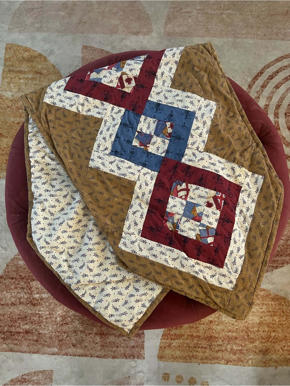 Hand-Quilted Americana Primitive Table Runner